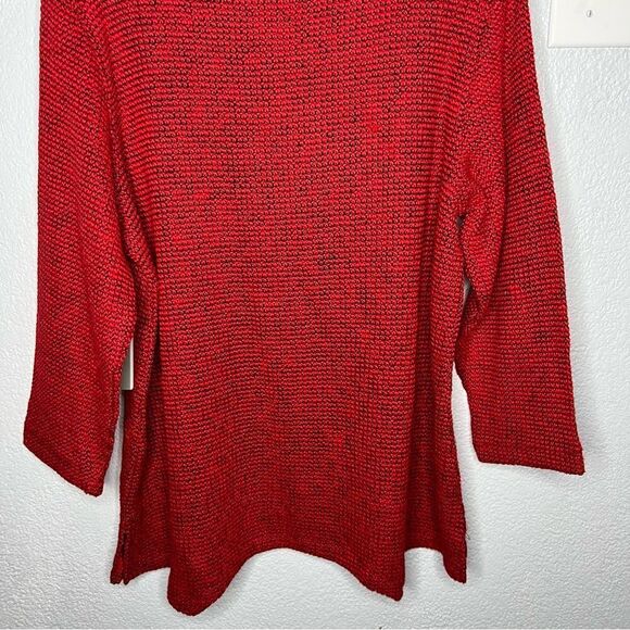 New! MULTIPLES Three Quarters Sleeve Cowl Collar Sharkbite Hem Red Sweater Sz XL - Picture 7 of 14